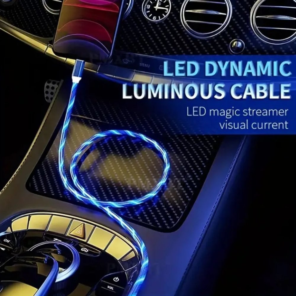 Multicolor LED light Charging Cable For Android And iPad Models That Use USB-C - Picture 2 of 5